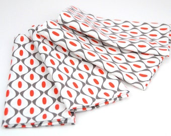 Last One -READY TO SHIP! Cloth Napkins 15 Inch Set of 4 in Contemporary, Modern, Mod Red White Gray