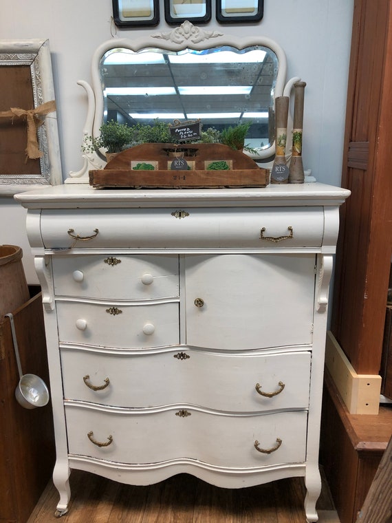 Antique White Chest Of Drawers White Painted Original Etsy