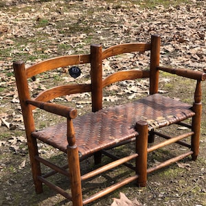 Historical American Pioneer Buckboard Wagon Seat, Woven Splint Seat, Primitive, Antique Seating for Children