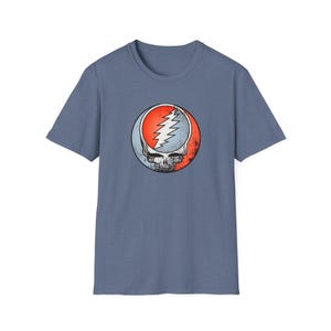 Retro Grateful Dead Inspired Unisex Softstyle T-Shirt, Vintage Music Tee, Festival Wear, Gift for Music Lovers, Graphic T-Shirt