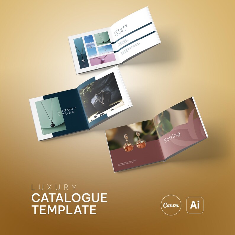 Printable Catalogue Template for Canva, Square Jewelry Product Catalog