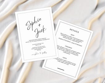 Minimalist Wedding Invitation Template | Black and White Canva Design (Digital Download)