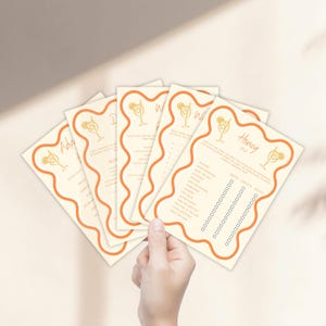 Giochi per addio al nubilato a tema Aperol Spritz / 20 modelli Canva modificabili / Schede di gioco stampabili 5x7" / HP004