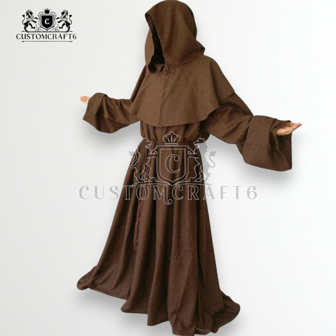 Handmade Brown Wool Monk Robe - Renaissance Medieval Hooded Cloak - Etsy
