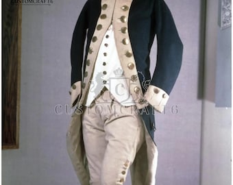 Jaqueta de uniforme militar de lã da Marinha do século XVIII - Cosplay militar da Guerra da Independência Americana