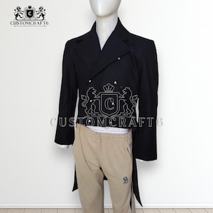 Men&#39;s Black Wool Regency Tailcoat 18th Century Reenactment Costume