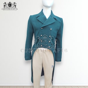 Men&#39;s Green Wool Regency Tailcoat 18th Century Reenactment Costume