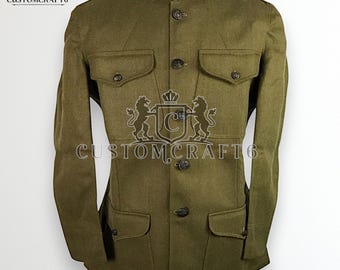 WW1 US Army M1917 Wool Jacket Olive Green Military Tunic Reproduction