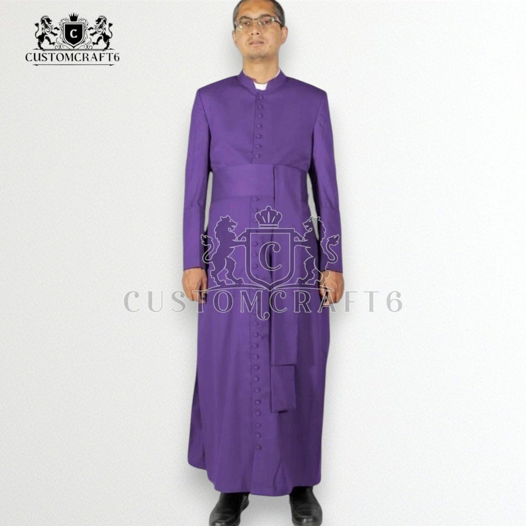 Elegant Purple Clergy Robe With White Piping Formal Religious Attire - Etsy
