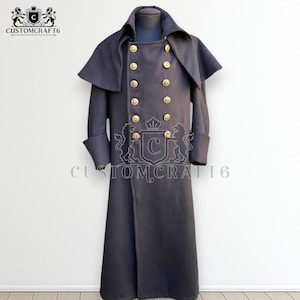 Schwarzer Wollmantel für Männer | Regency 1800s Style Vintage Reenactment Jacke | Historischer Handgemachter Gentleman Mantel