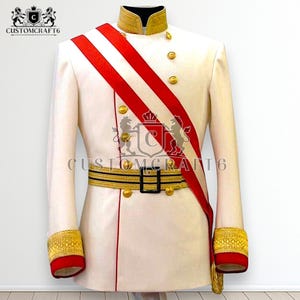White Military Wool Tunic for Men | Imperial Reenactment Officer Coat | Emperor Reproduction Jacket | Custom Vintage Uniform