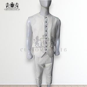 Colete e calças off-white masculinos da Guerra da Independência Britânica do século XVIII | Conjunto de trajes históricos de reconstituição colonial