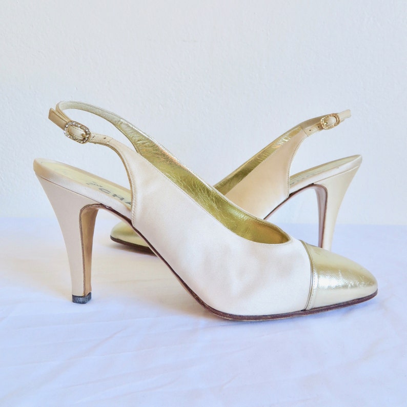 chanel slingback gold