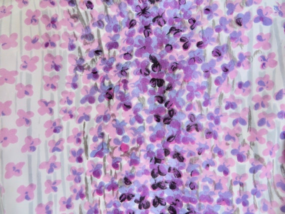 1960's Lavender Purple Pink Floral Print Sleevele… - image 10