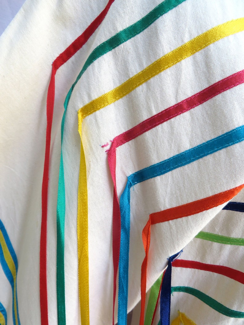 Vintage 1970/'s Josefa Mexican Caftan with Ribbon Fringe Mexican Festival Kaftan Hippie Boho Medium