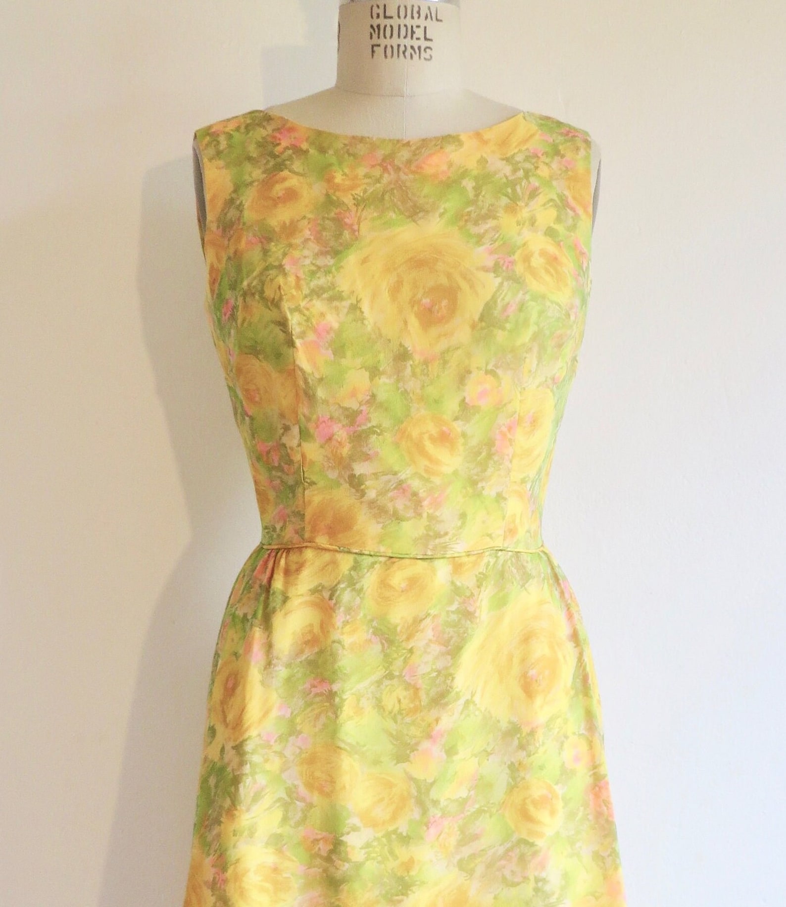 60’s Yellow Calico Cotton Day Dress