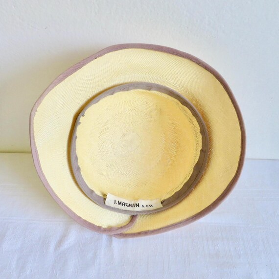 1950s Straw Cloche Hat: Asymmetrical Grosgrain Trim, I  display picture 1