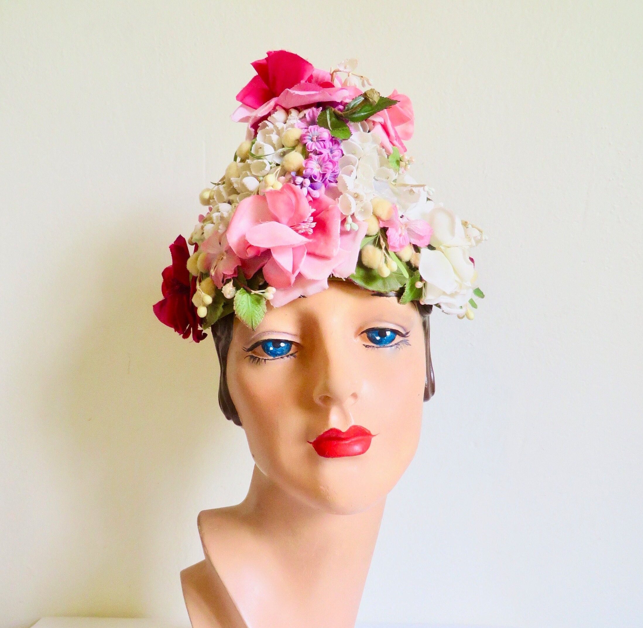 Vintage Flower Hat 1950s Flowers and Petals Cap Hat | Vintage Bridesmaid  main image 2