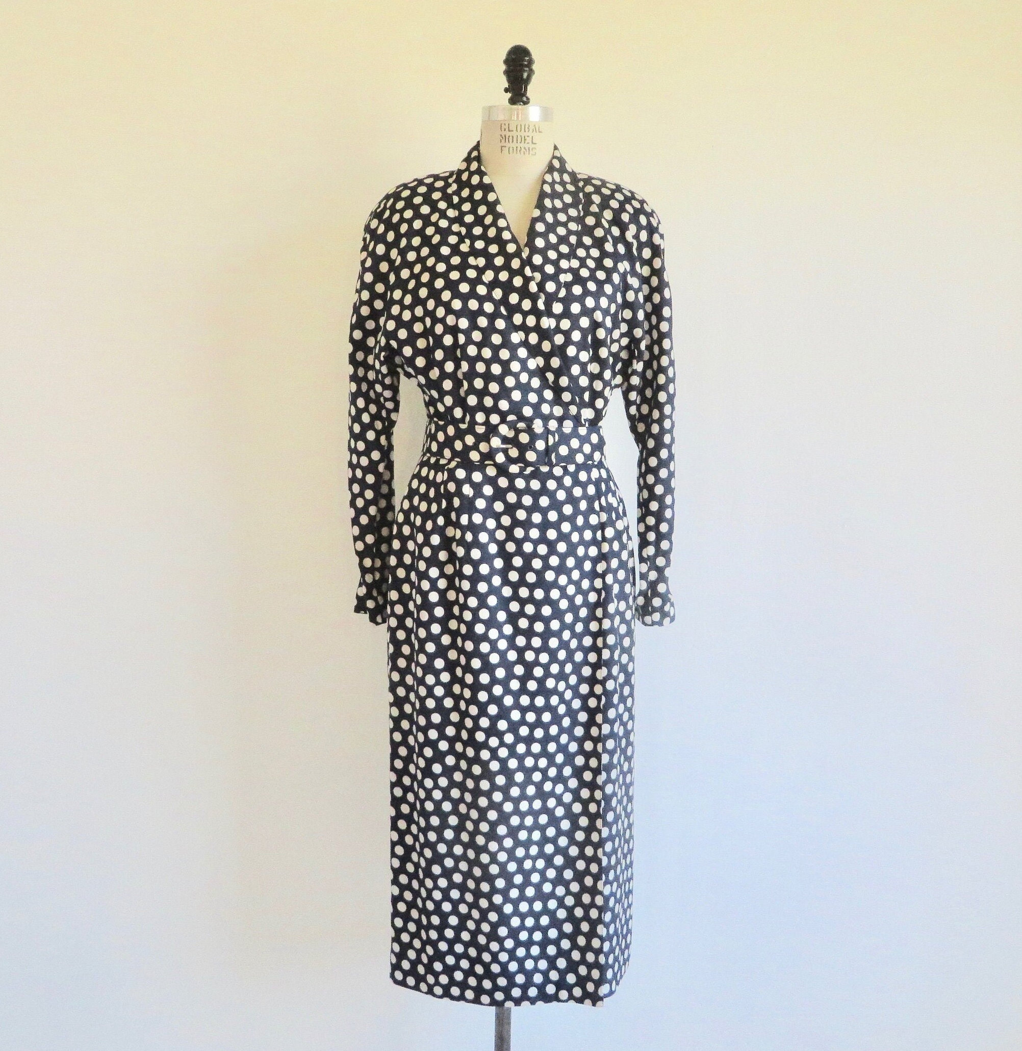 silk polka dot wrap dress Rena Silk Dress