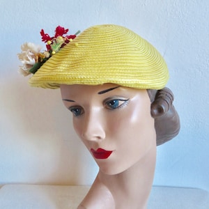 green 1950's Suisse Hat Fabric Millinery Fascinators hats Craft Vintage yellow 