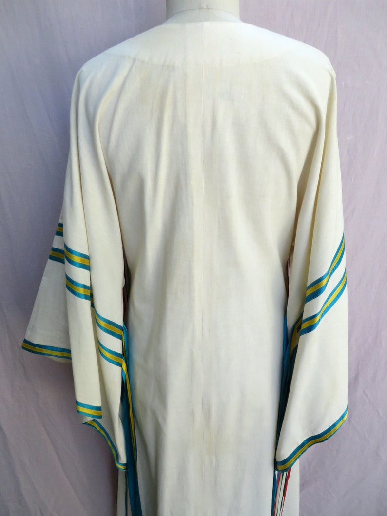 Vintage 1970/'s Josefa Mexican Caftan with Ribbon Fringe Mexican Festival Kaftan Hippie Boho Medium