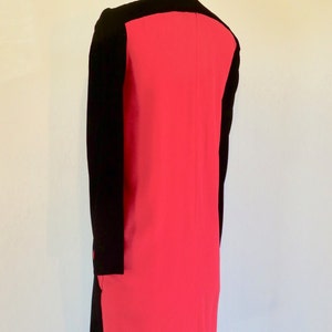 1980's Red and Black Velvet Color Block Dress Long Sleeves Evening Formal Cocktail 80's Avant Garde Chetta B Size Small image 7