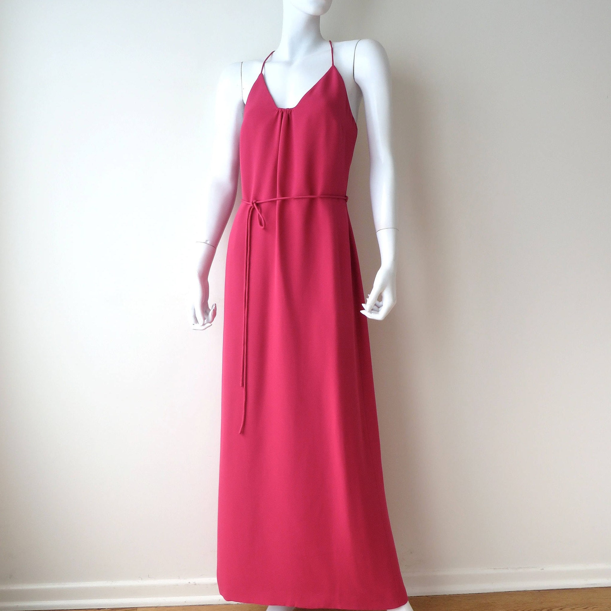 Vintage 1990's Giorgio Armani Silk Crepe Dress, Magenta Pink, Made in Italy, Size 42, 6Us