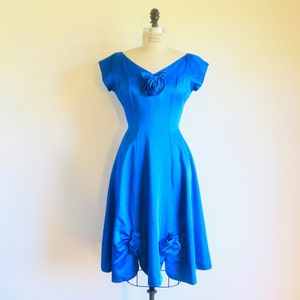 Cobalt Blue Fit and Flare Dress - Etsy