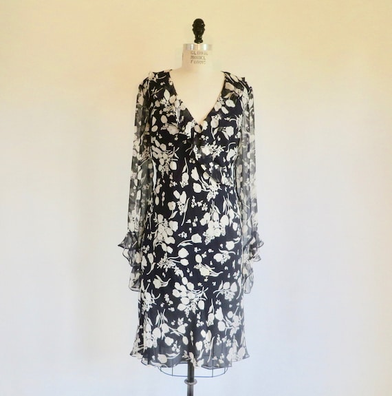 Ralph lauren black and white floral dress outlet