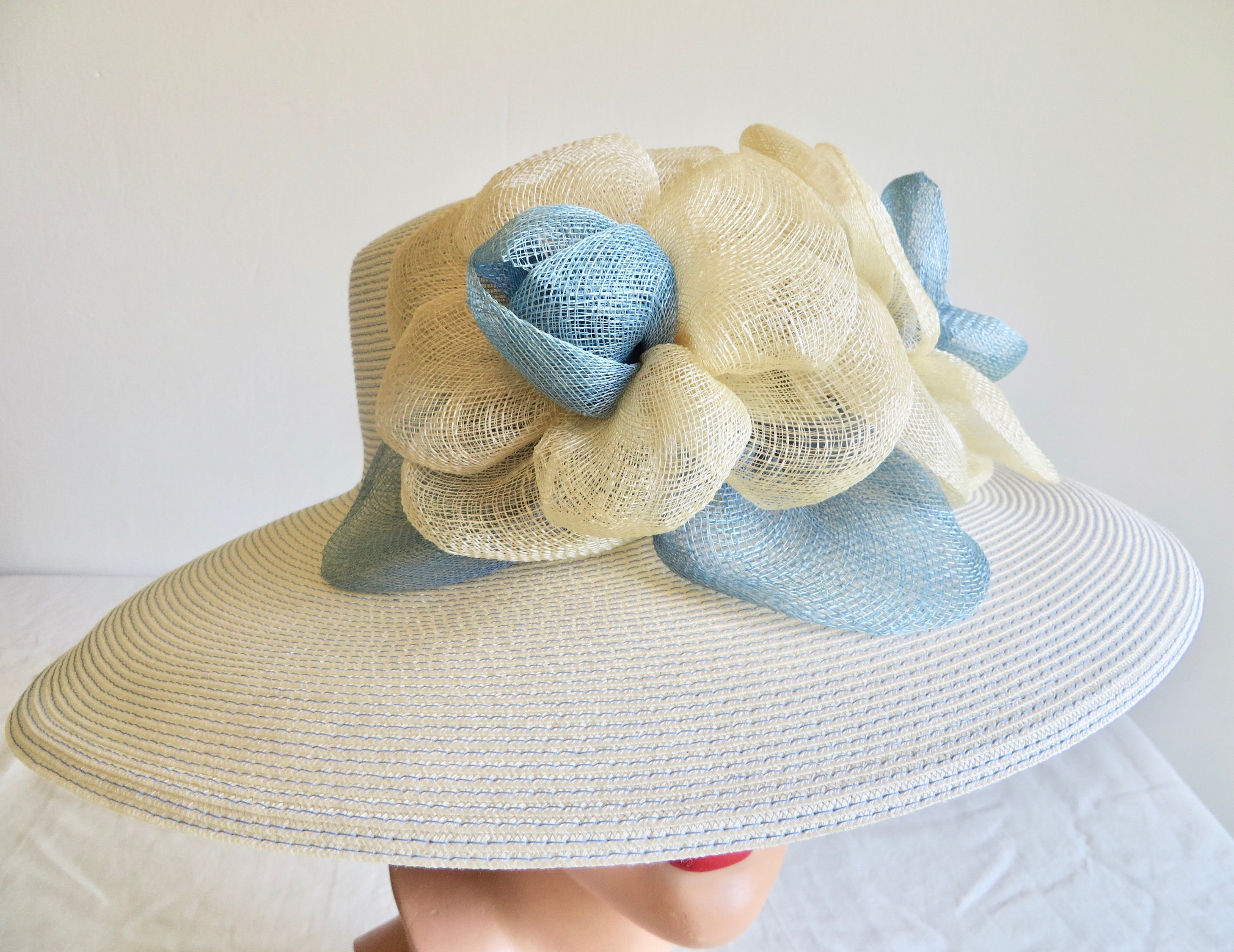 Eric Javits NWT Floral Straw Hat Wide Brim Boater Garden Party Derby Sta… ☀️ Embrace sunny days with our Champ II straw visor and  main image 2