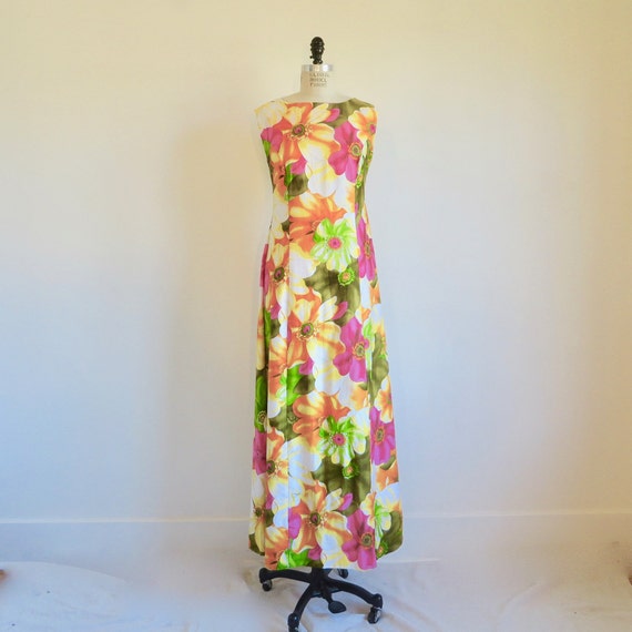 Vintage Hawaiian Long Maxi Dress Pink 