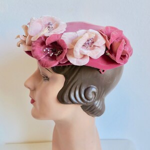Women's Vintage Pink Velvet 1950s Hat S/M