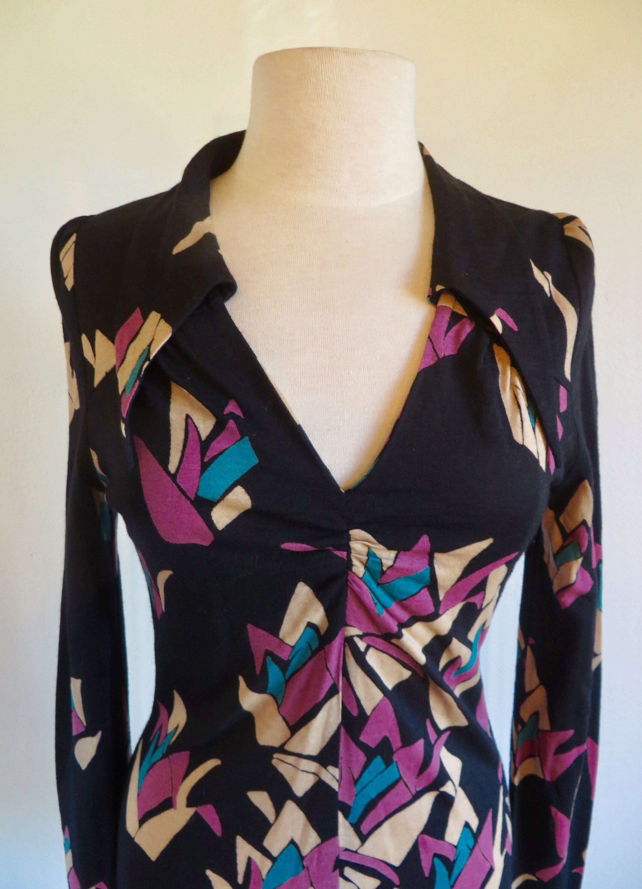 1990s Dries Van Noten Wool Knit Top: Abstract Print, Belgian