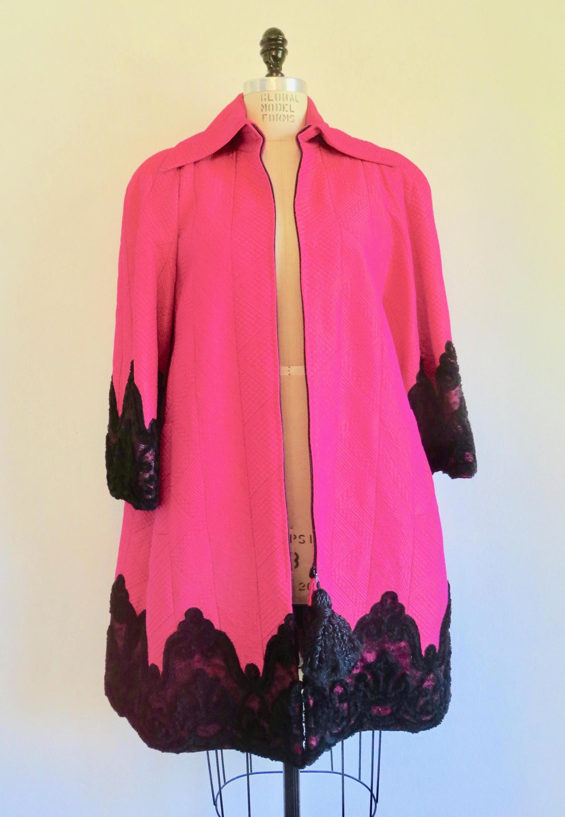 1980's Christian Lacroix Bright Pink Silk Quilted Evening Coat