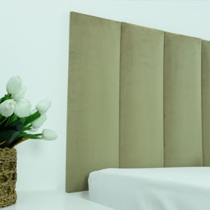 Beige Velvet Upholstered Wall Headboard • Rounded Top Design • Soft & Elegant Accent • Handmade by EyaHome