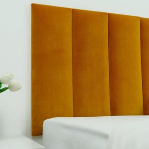 Amber Velvet Headboard • Rectangular Upholstered Wall Panels • Padded Bed Backrest • Custom Sizes • Handmade