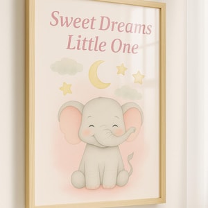 Süße Träume, die kleine - Pastellelefant-Kinderzimmer-Wandkunst zum ausdrucken, sofortiger digitaler Download