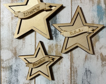 Juego de 3 estantes con forma de estrella para decorar el hogar