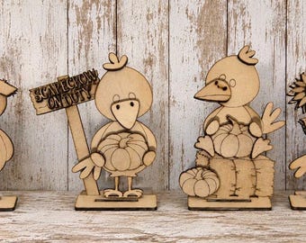 Juego de 4 figuras decorativas de cuervos para estantes. Kit de decoración para el hogar para hacer tú mismo.