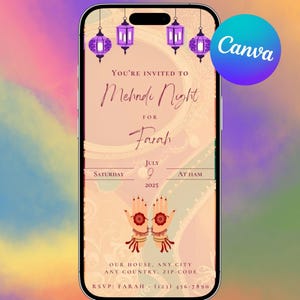 Mehndi Invite, Dholki Invite, Festive Digital Invite, Pakistani Wedding Invite Template, Indian Wedding Invite Colourful Mehendi Invite