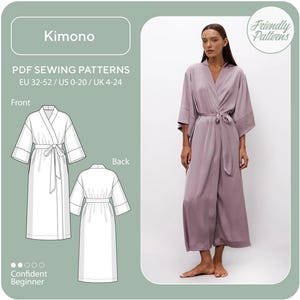Wykrój na kimono, sukienkę kopertową, dla początkujących (wykrój w formacie PDF)