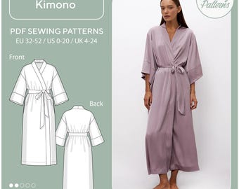 Kimono Robe Sewing Pattern, Wrap Dress, Beginner Friendly (PDF Pattern)