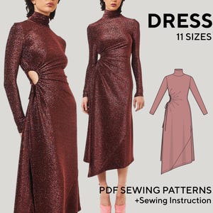 side cut out dress sewing pattern Tie Front Side Cutout Maxi Dress Sewing Pattern