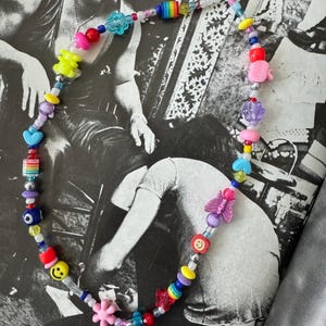 Handmade, One of One, Glass & Plastic Bead Necklace Multi Colour Butterfly Beaded Necklace Crystal , Pearl Necklace