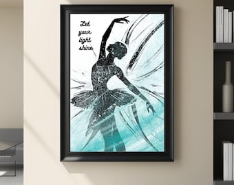 Elegant Beautiful Ballerina Dance Wall Art | Home Decor | Dance Studio Decor