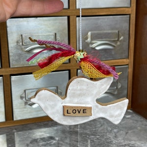 White Dove Ceramic Ornament Peace Hope Love Joy