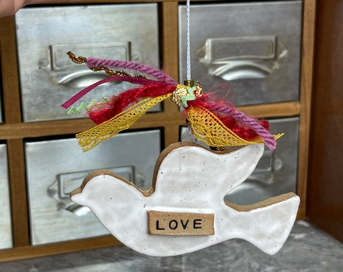 Featured listing image: White Dove Ceramic Ornament Peace Hope Love Joy