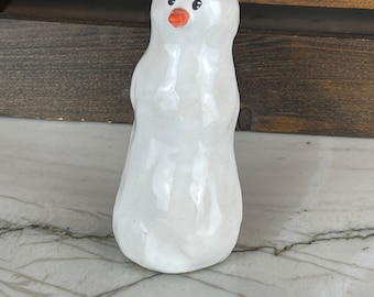 Handmade Ceramic Snowman Figurine - Snowmen Knick Knack - Snowman Shelf sitter - Handmade Valentines Gifts Z