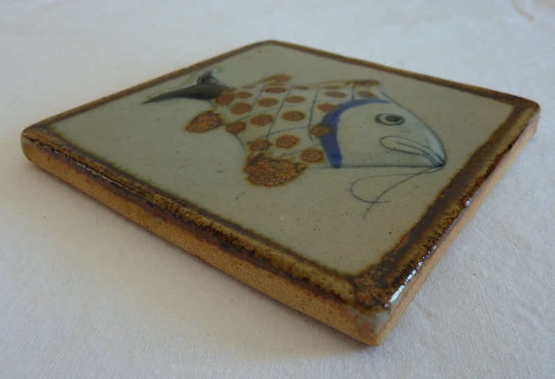 Vintage Pottery Wall Hanging With Fish Design, Home Wall Decor