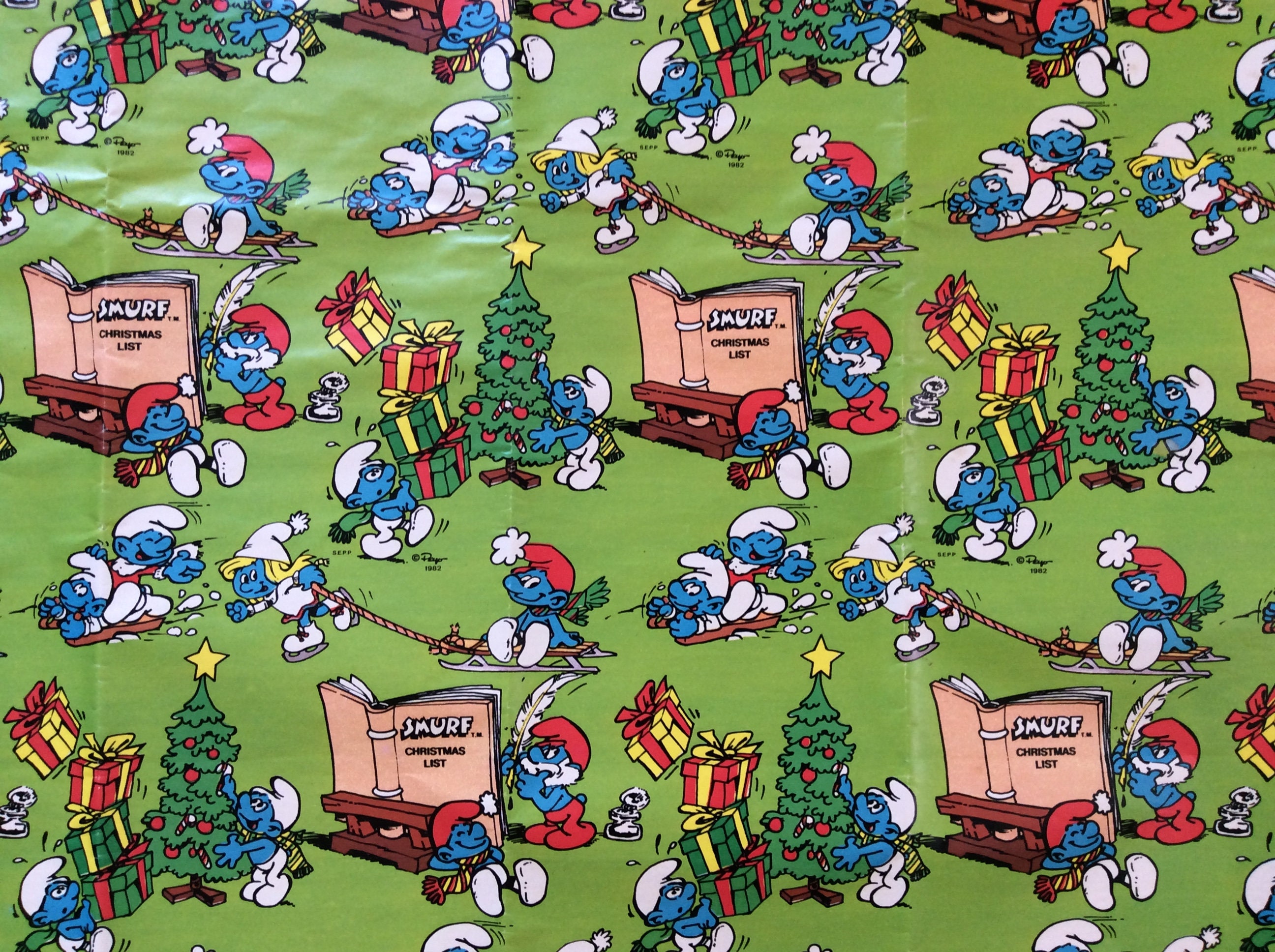 Vintage SMURF Christmas Wrapping Paper from 1982 Sheet | Etsy